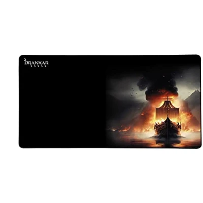 Imagen de Konix Drakkar Alfombrilla de ratón Gaming Heidrun XXL 90 x 46 cm Base Antideslizante Goma Motivo Vikingo