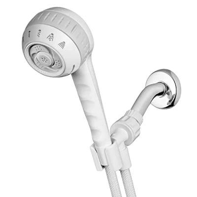 Imagen de Waterpik Cabezal de ducha masaje original con spray mano y PowerSpray 1.8 GPM, blanco, SM 651E