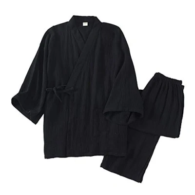 Imagen de un brand Kimono japonés para Hombre, Suelto, Informal, el hogar, Pijamas, Ropa de Dormir, Talla M O35