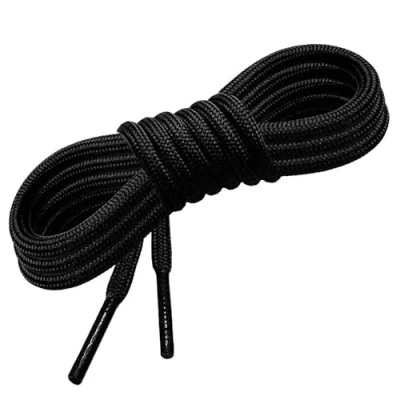 Imagen de GOOD STUFF Cordones para zapatos de poliéster Disponibles en diferentes tamaños y colores 90 cm 120 Blancos, negros, grises azules Formas planas redondas, Negro , Tondi 140