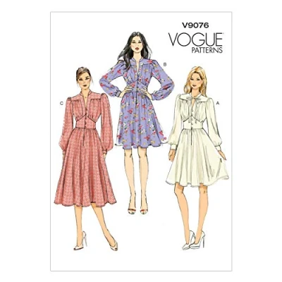 Imagen de Vogue Patterns Pattern 9076, Vestido de Mujer, Tallas, Jersey, Multicolor, A5 (6 8 10 12 14)