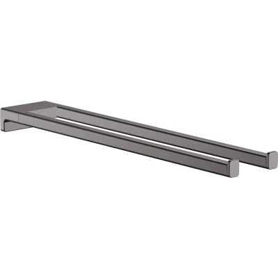 Imagen de hansgrohe AddStoris Toallero de baño doble, cromo negro cepillado, 41770340