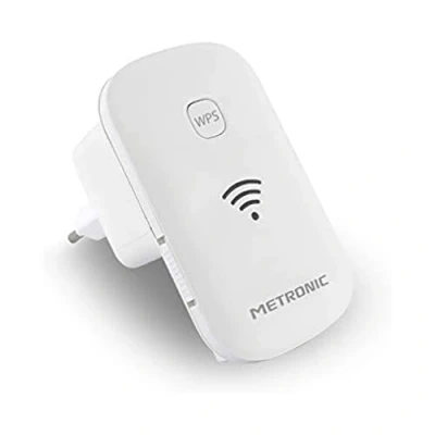 Imagen de Metronic 495437 Repetidor WiFi, Amplificador WiFi Largo Alcance hasta 300Mbps, 2.4GHz, Extensor con repetidor/Ap/WPS, señal Compatible routers y Fibra, 2 Puertos Ethernet