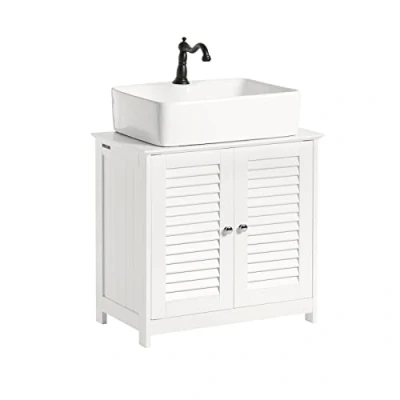 Imagen de SoBuy Armario para el Debajo del Lavabo con 2 Puertas Blanco L60 x P35 H58 cm FRG237 W ES