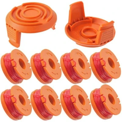 Imagen de EPLZON Carrete de Alambre Recambio Bobinas desbrozadoras, 1,65 mm Diámetro y 3 m Longitud, para Cortabordes Apto Worx(8 Carretes, 2 Tapas)