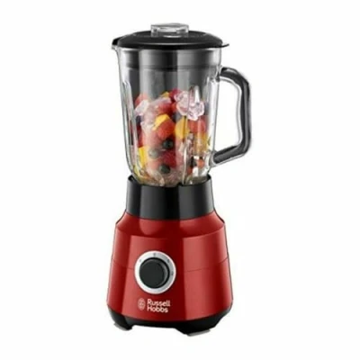Imagen de Russell Hobbs Batidora de Vaso Desire Jarra Cristal 1,5L, Cuchilla Acero Inoxidable 4 Puntas, 2 Velocidades, Función Pulse, Tapón Relleno Extraíble, Bloqueo Seguridad, Rojo 24720 56