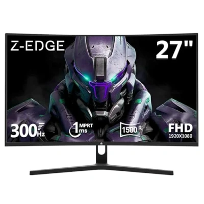 Imagen de Z Edge Monitor Gaming PC Curvo 27&#039;&#039; 300 Hz (DP1.4*2), 1ms MPRT, FreeSync, FHD, 240 (HDMI2.0*2), Pantalla LED 16:9, Inclinación Ajustable, HDR, VA, 3000:1, VESA 100*100mm (Cable DP Incluido)