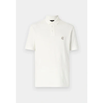 Imagen de Armani Exchange Icon Project, Embroidered Logo Camisa de Polo, Blanco Crema, L para Hombre