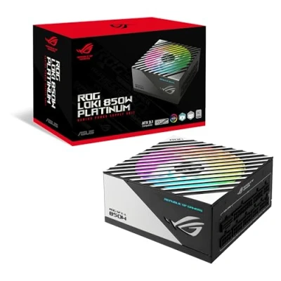 Imagen de ASUS ROG Loki SFX L 850W Platinum Fuente de alimentación modular (80+ Platinum, Lambda A, ventilador PWM ARGB 120mm, Aura Sync, ATX 3.0, compatible con PCIe 5.0, 10 años garantía)