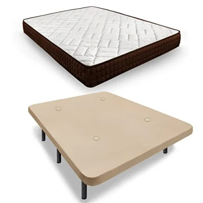 Imagen de HOGAR24 ES Cama Completa, Colchón Viscosoft Dream Flex 18 + Base Tapizada Transpirable con 6 Patas, Medida: 140x190 cm