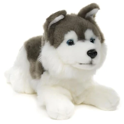 Imagen de Uni Toys Husky gris, tumbado 31 cm (longitud) Perro de peluche