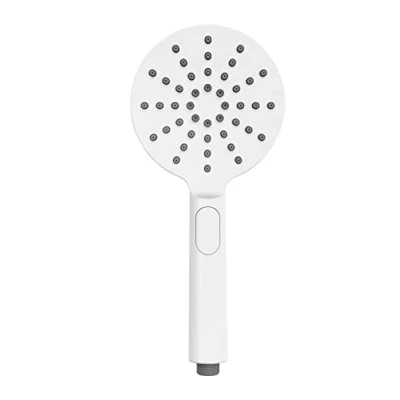 Imagen de WENKO Mango de Ducha Design Blanco Ø 12 cm Mano Universal, rociador con 3 Tipos chorros un cómodo Cambio por pulsador