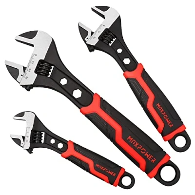 Imagen de MaxPower Llaves Inglesas, Juego de Llave Inglesa Ajustable con Función Hexagonal y Poligonar 3 Piezas (150 mm, 200 mm 250 mm)