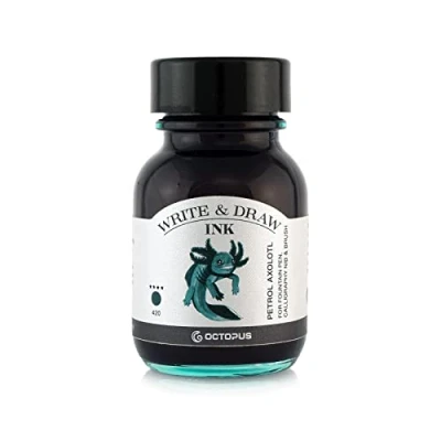 Imagen de Octopus Write and Draw Ink 420 Petrol Axolotl, tintas resistentes al agua para escritura y dibujo, tinta de caligrafía, dibujo resistente a la luz pluma estilográfica, lápiz vidrio,