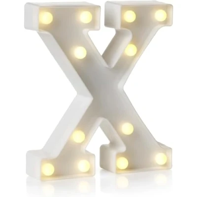 Imagen de anso Letrero de luz LED con letras y números del alfabeto para decoración hogar, fiesta cumpleaños, eventos, luces nocturnas, 22 cm (X)