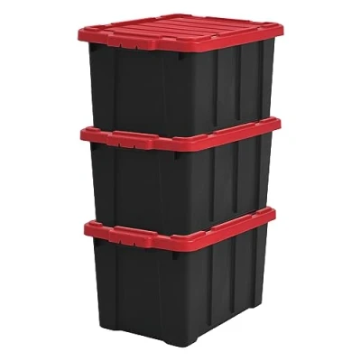 Imagen de Iris Ohyama 3 Cajas de Organización Alta Resistencia, 50L, Rojo, Grande, Duradero, Apilable, para Garaje, Estantes, Mudanza, Plástico, Utilidad, Herramientas, DDSKT 450