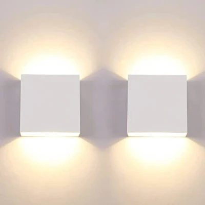 Imagen de CHEVVY 2 Piezas Aplique LED de Pared Interior 7W Impermeable Blanco Lampara Moderna Cálido 3000K Pequeña Cuadrada para Dormitorio Pasillo