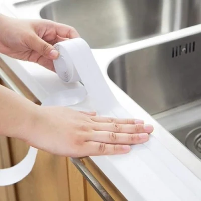 Imagen de Agatige Tira de calafateo autoadhesiva, Cinta Adhesiva 3,2 m Longitud, calafateo, Sellado para baño y Pared, embellecedor Borde Lavabo, Cocina, 22 mm x