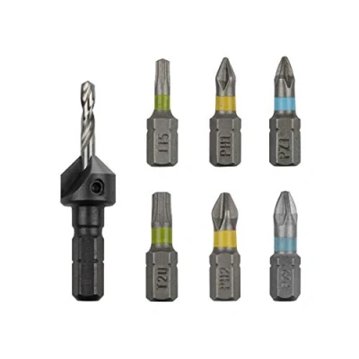 Imagen de wolfcraft Juego Flipbit para construcción de madera, 7 piezas I 3085000 herramientas colocar el doble soporte intercambiable