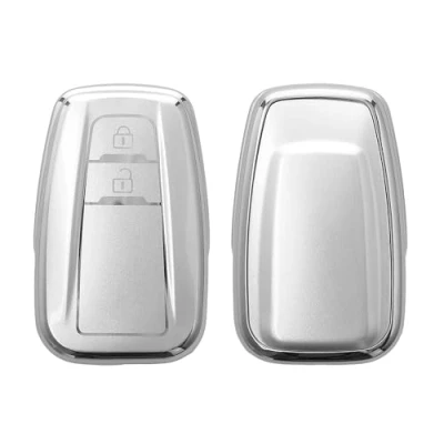 Imagen de kwmobile Carcasa para Mando Compatible con Toyota Llave de Coche 2 Botones Smart Key Funda Llaves TPU Plata Mate