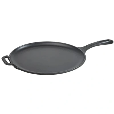 Imagen de VICTORIA Plancha Cocina Inducción Comal Hierro Fundido Esmaltado para Pizza, Tortillas 30cm, Fuego, Barbacoa, Horno, Vitrocerámica, Gas, Sartén Libre de Tóxicos sin PTFE