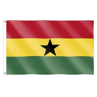 Imagen de Bandera nacional de Ghana 5 x 3 pies con ojales, eventos deportivos, pub, barbacoa, decoración para la Copa Mundial Deportes 2023, cubierta mesa soporte ventilador