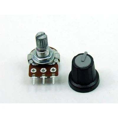 Imagen de POPESQ® 1 Piezas x Potenciometro con Tapa 1K Logaritmico PCB 1KOhm / pcs. Potentiometer with Cap KOhm Logarithmic Grey #A1812