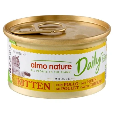 Imagen de Almo Nature Daily Comida húmeda Completa para Gatos Kitten Mousse con Pollo. 24 latas de 85 g.
