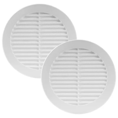 Imagen de Vent Systems Paquete de 2 fundas ventilación blancas 6 pulgadas, rejilla redonda, cubierta parrilla, pantalla insectos integrada, rejillas HVAC para baño,