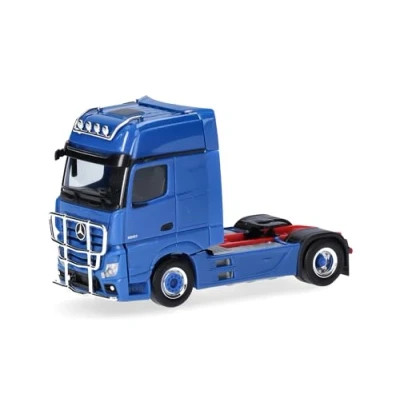 Imagen de Herpa Miniatura del camión Mercedes Benz Actros, Gigaspace Solozugmaschine 2achs mit Lampenbügel und Rammschut, Escala 1/87, maqueta de colleción, modelismo, Modelo aleman, Figura plástico