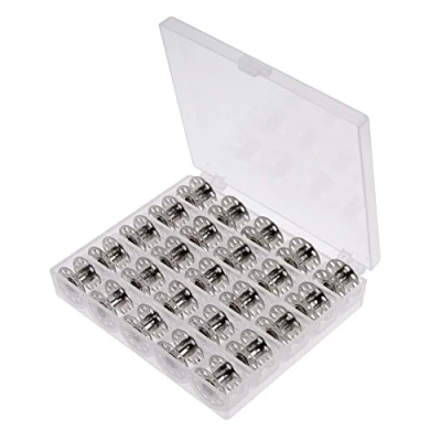 Imagen de JZK 25 x Canillas vacías carrete bobina metal para máquina de coser con caja doméstica estándar Brother Singer Bernina Elna Babylock Kenmore Juki