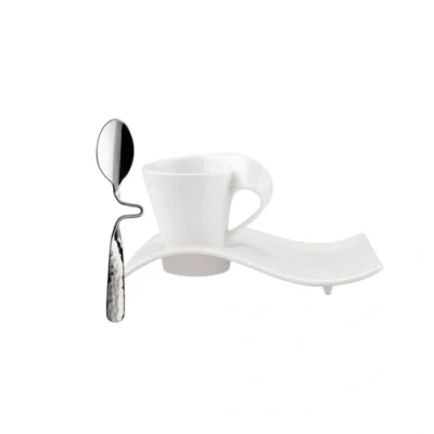 Imagen de Villeroy &amp; Boch NewWave Juego de café expreso, 3 pz, Porcelana, Blanco, Unidad (Paquete 1)