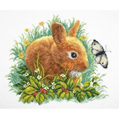 Imagen de Rabbit and Butterfly Counted Cross Stitch Kit 11.75&quot;X13.75&quot; 14 Count