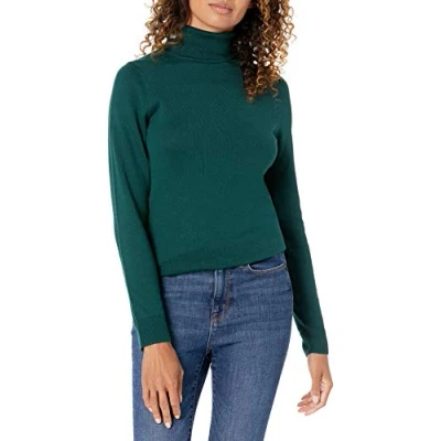 Imagen de Amazon Essentials Jersey de Cuello Vuelto, Manga Larga, Ligero y Ajuste Clásico (Disponible en Tallas Grandes) Mujer, Verde Bosque, 3XL Grande