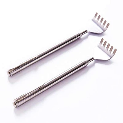 Imagen de Abcsea 3 piezas rascador telescopico extensible de acero inoxidable, masajeadora Manos espalda, espalda,herramienta masaje (plata)