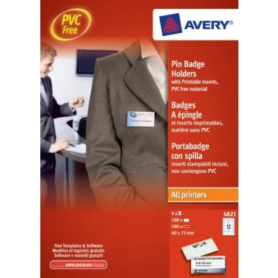 Imagen de Avery Tarjeta de identificacin con imperdible (40 x 75 mm)