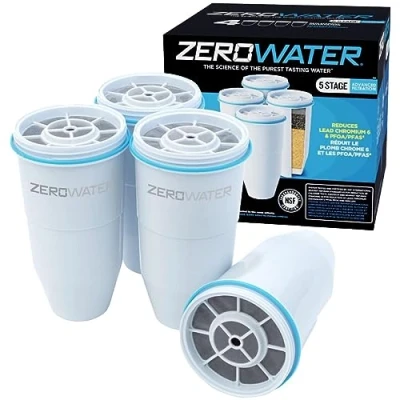 Imagen de ZeroWater Filtros de repuesto (4 unidades) Sin BPA y certificado para reducir la cantidad plomo otros metales pesados.