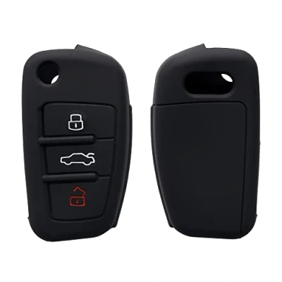Imagen de kwmobile Funda Compatible con Audi Llave de Coche Plegable 3 Botones Carcasa Protectora Silicona para Case en Negro