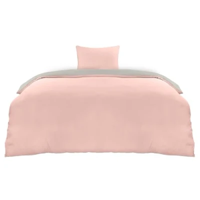 Imagen de Utopia Bedding Funda Nordica Cama 90 Microfibra Juego de Edredon 135x200 cm y 1 Almohada 80x80 (Gris/Rosa)