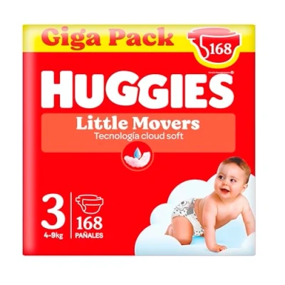 Imagen de Huggies Ultra Comfort Little Movers Pañal para bebé con diseños Disney Talla 3 (4 9 kg), packs x 56 Pañales, Total 168 comodidad la piel 24/7