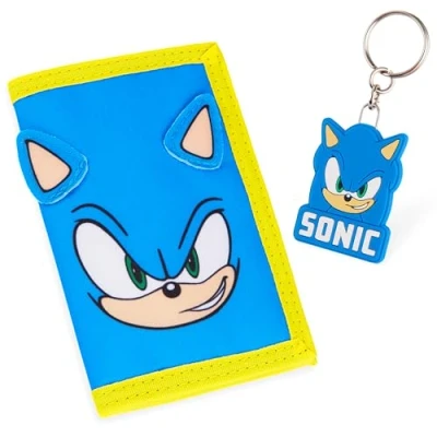Imagen de SONIC THE HEDGEHOG Monedero Niño, Llavero Tarjetero Niños, Cartera Juvenil Chico Regalos Navidad