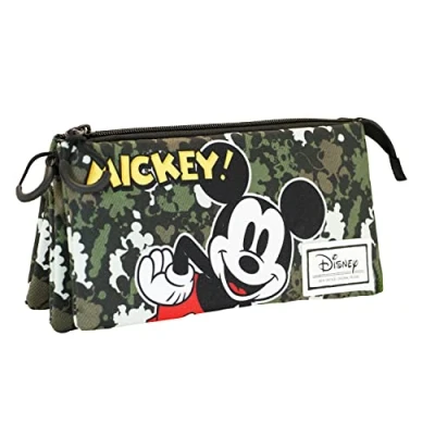 Imagen de Karactermania Mickey Mouse Surprise Triple Large Estuche escolar para niños, Talla: One Size, Verde militar