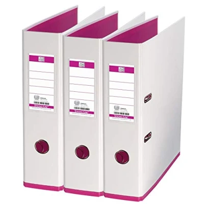 Imagen de Oxford MyColour Archivador (3 unidades, tamaño A4, 8 cm de ancho, bicolor blanco y rosa)