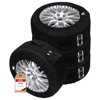 Imagen de C&amp;D Juego de 4 fundas neumáticos premium negras, para todo tipo hasta 660 mm (14 18&quot;)