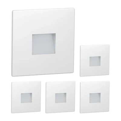 Imagen de ledscom.de 5 LED luz de escalera/luz pared empotrada FOW para interior y exterior, downlight, angular, 85 x 85mm, blanco cálido