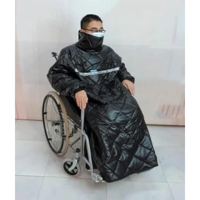 Imagen de manta para silla de ruedas invierno, impermeable, resistente al viento, cálida cuerpo completo, cubierta cómoda con mangas, lluvia, tamaño adulto