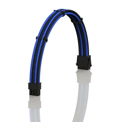 Imagen de LINKUP AVA 30cm 8 Pines (4+4) CPU ATX Placa Base PSU Fuente de Alimentación Cable Extensión PC Personalizado con Mangas Trenzadas Peines┃Un Solo Paquete┃300mm Azul Negro