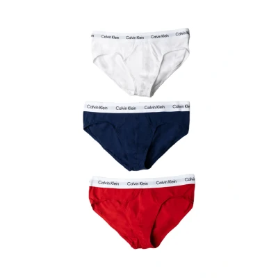 Imagen de Calvin Klein Underwear HIP Brief 3 PACK Braguitas, Hombre, Talla: Small, White / red ginger pyro blue