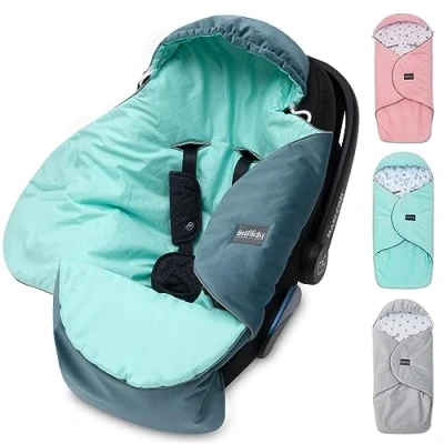 Imagen de Bellochi Saco Capazo Bebe Universal Invierno Acogedor Manta para Cochecitos de Bebé Sillas Paseo o Coche (p.ej. Maxi Cosi y Römer) Oeko Tex Mint Sage
