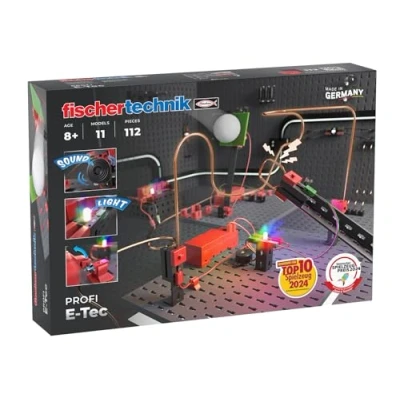 Imagen de fischertechnik E Tec 571905 kit de electricidad para niños, juego experimentos, con 11 modelos, a partir 8 años